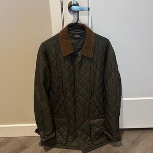 Men's Quilted Jacket with Brown Collar